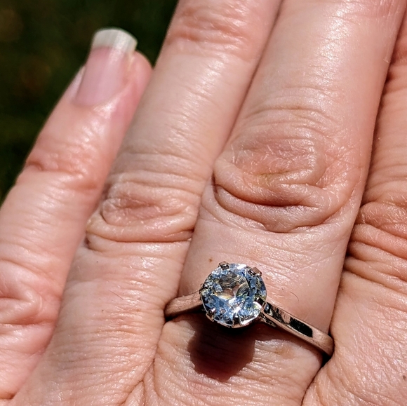 Vintage 40s 50s Signed Uncus Size 9 Sterling Silver 1 CT CZ Engagement Ring - Picture 8 of 9